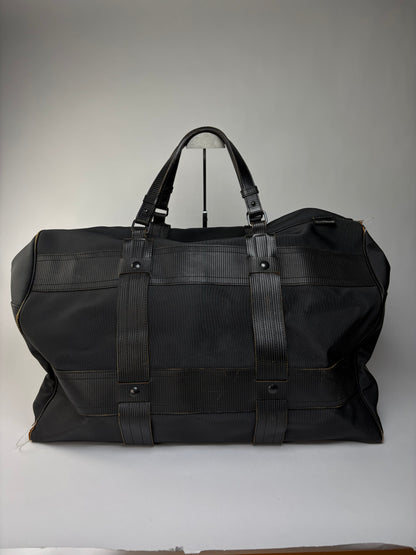 Vintage Versace Nylon Leather Trim Weekend Duffle Bag Black