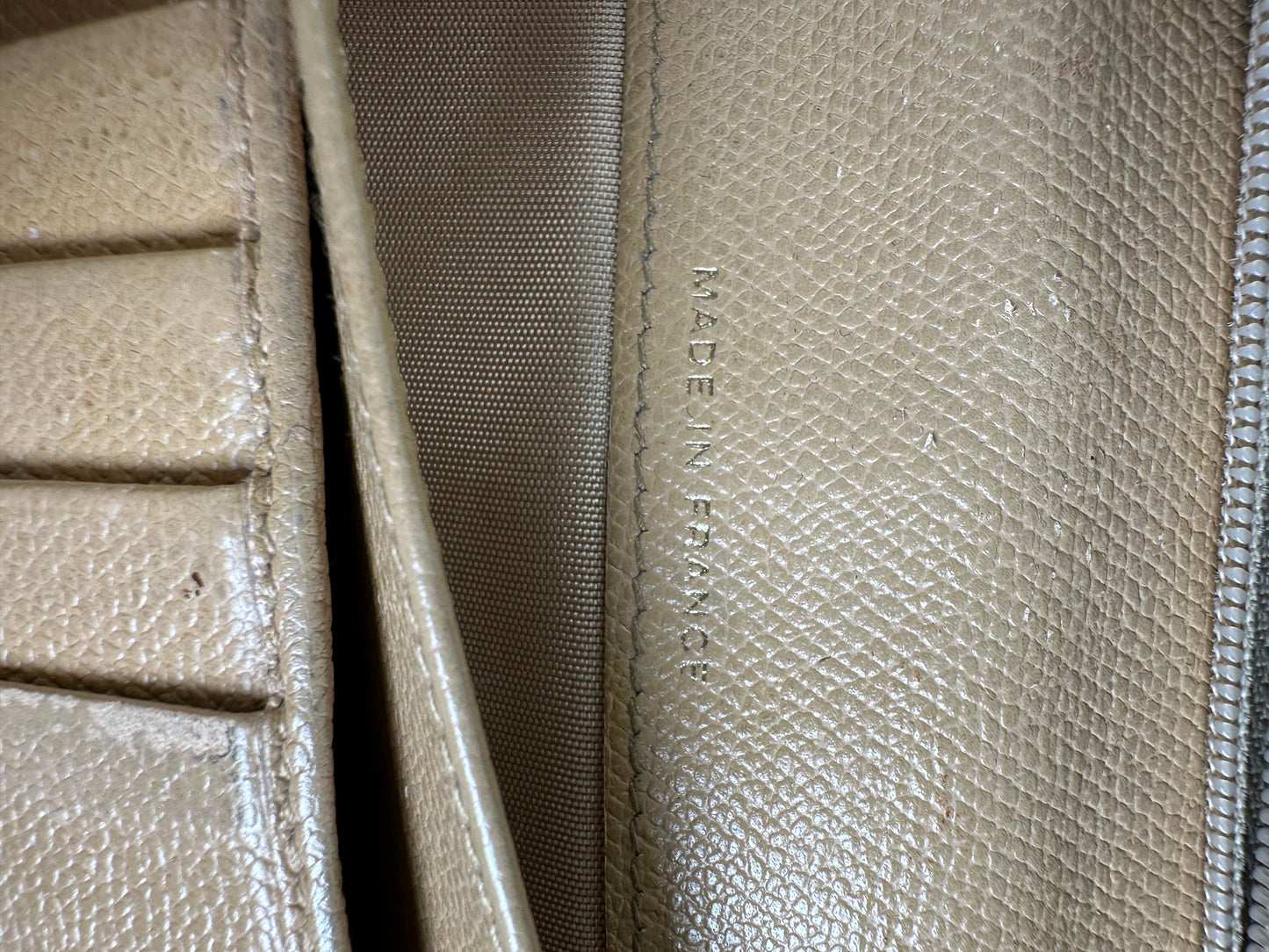 Vintage Chanel Grained Leather Wallet Beige Gold