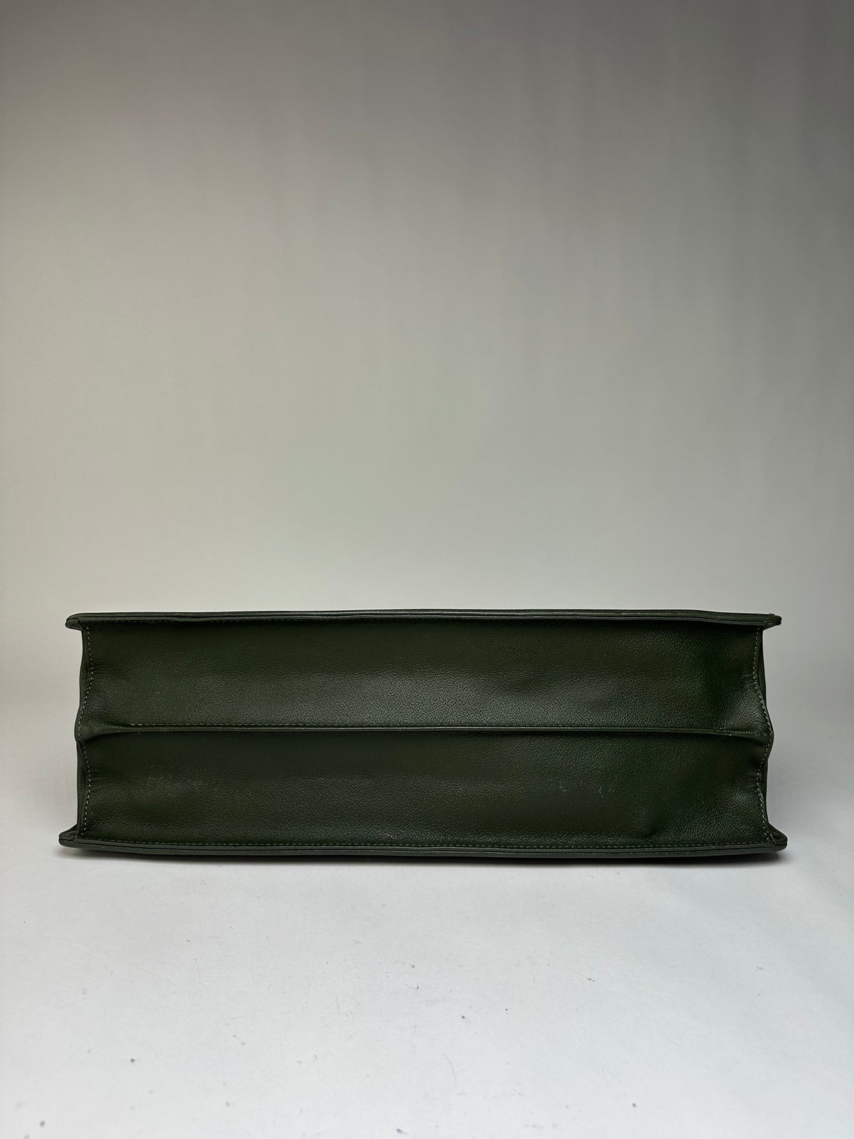 Vintage Balenciaga Structured Leather Briefcase Late 1990s Dark Green
