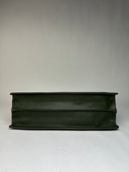 Vintage Balenciaga Structured Leather Briefcase Late 1990s Dark Green