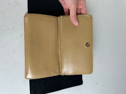 Vintage Chanel Grained Leather Wallet Beige Gold
