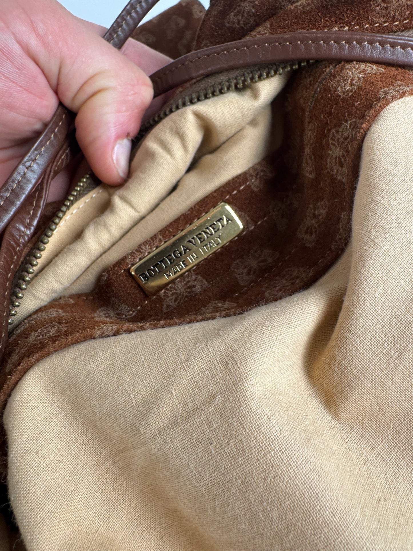 Vintage Bottega Veneta Suede Monogram Bag brown