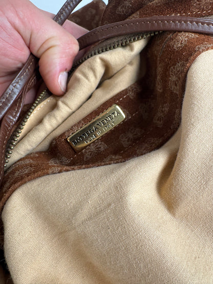 Vintage Bottega Veneta Suede Monogram Bag brown