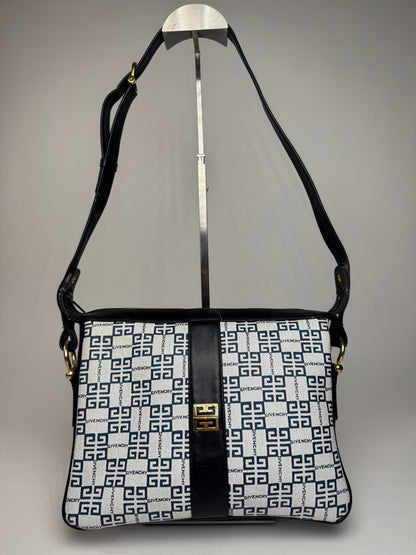 Vintage Givenchy 4G Leather Monogram Bag Navy White