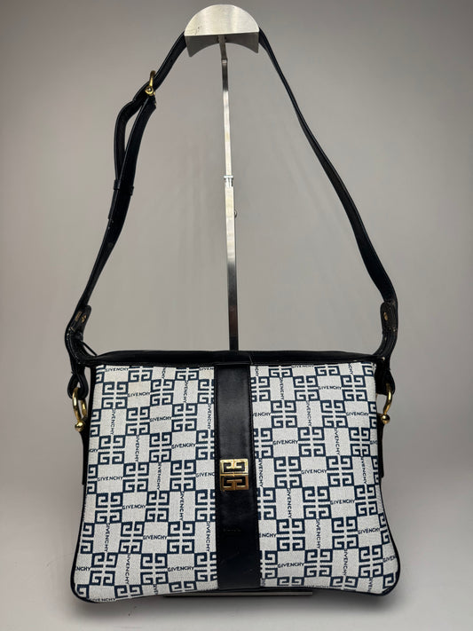 Vintage Givenchy 4G Leather Monogram Bag Navy White