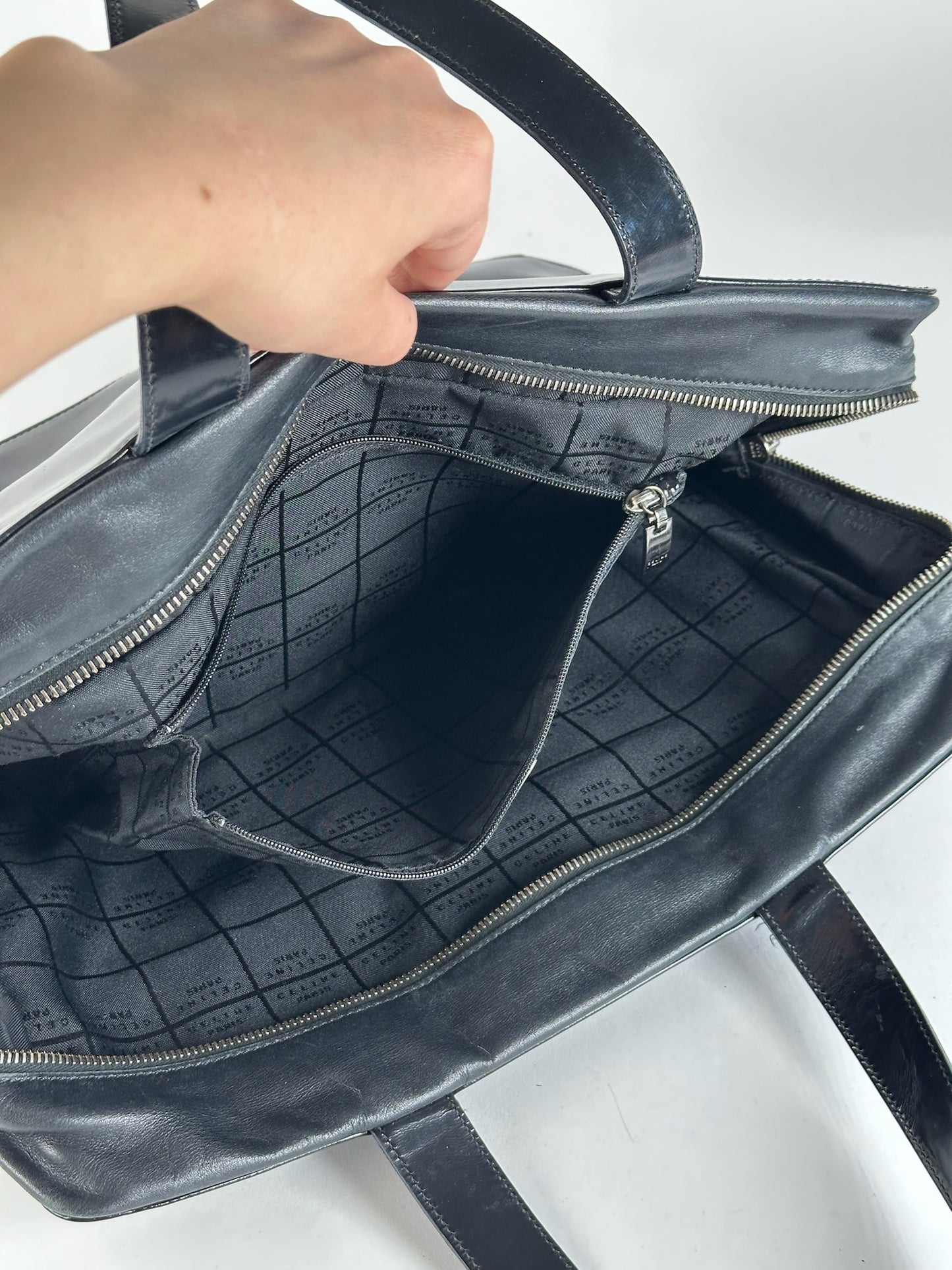 Sac vintage en cuir noir Céline Paris