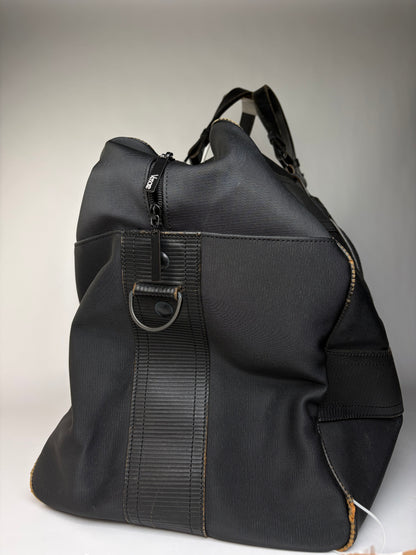 Vintage Versace Nylon Leather Trim Weekend Duffle Bag Black