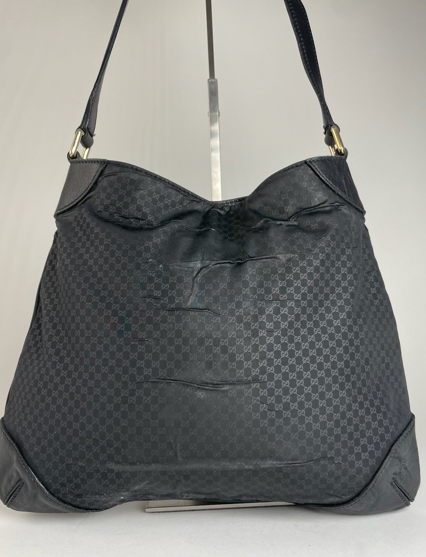 Vintage Gucci Multiway Vegan Leather Monogram Bag Black