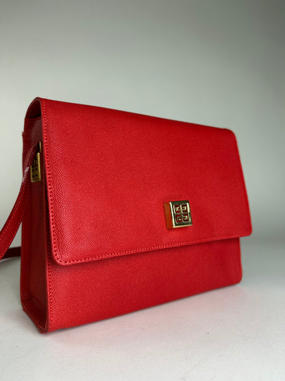 Vintage Givenchy Leather Canvas Multiway Bag Red