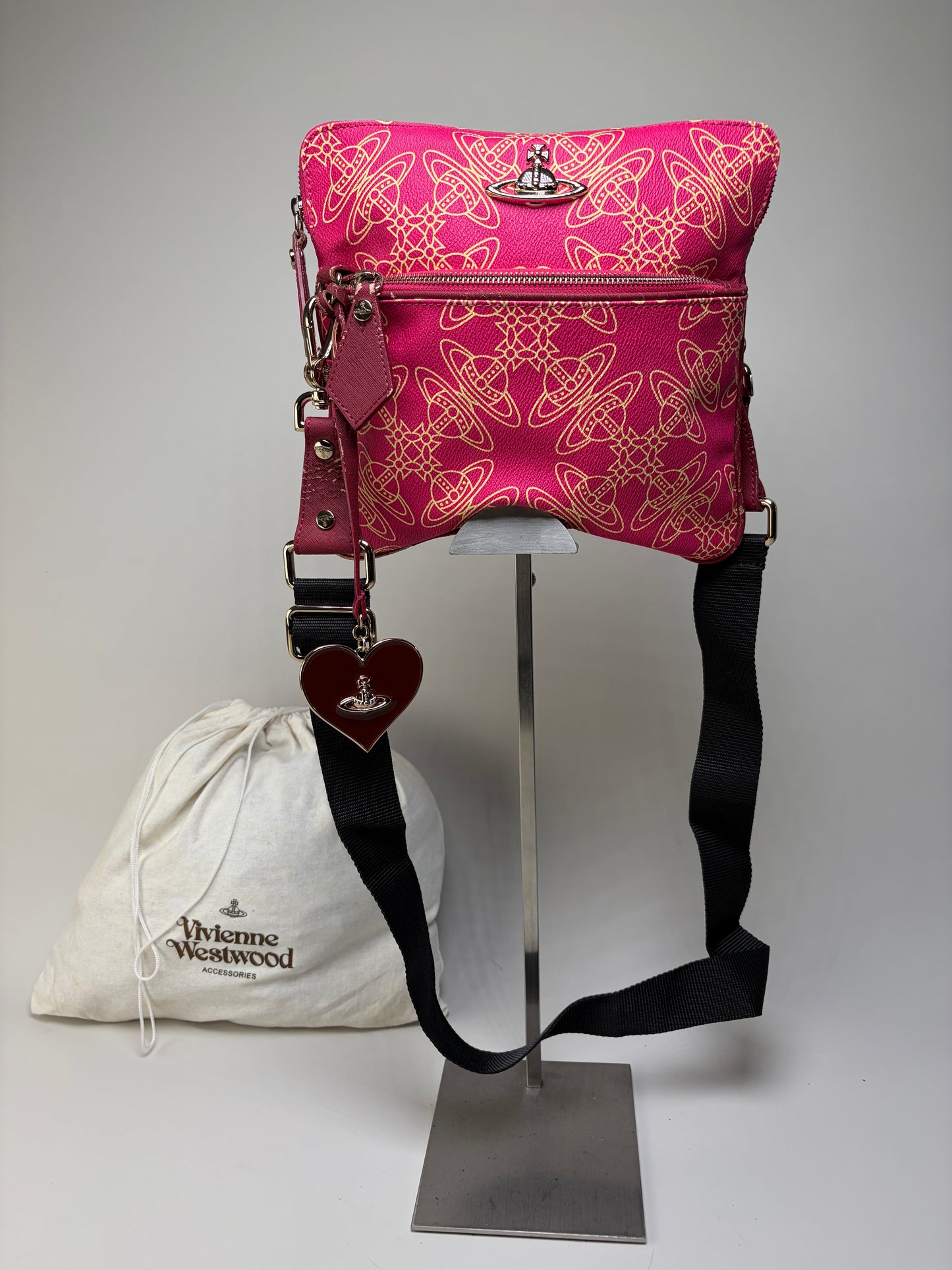 Vintage Vivienne Westwood Orb Geometric Crossbody Bag Pink Yellow