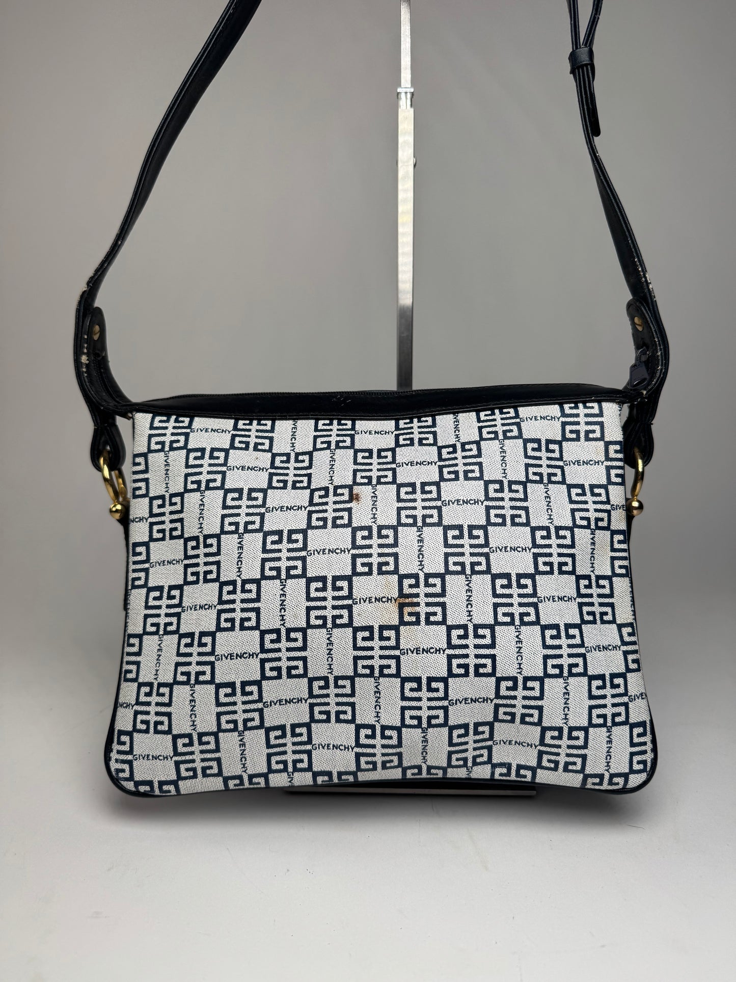 Vintage Givenchy 4G Leather Monogram Bag Navy White