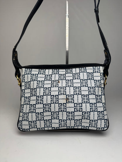 Vintage Givenchy 4G Leather Monogram Bag Navy White
