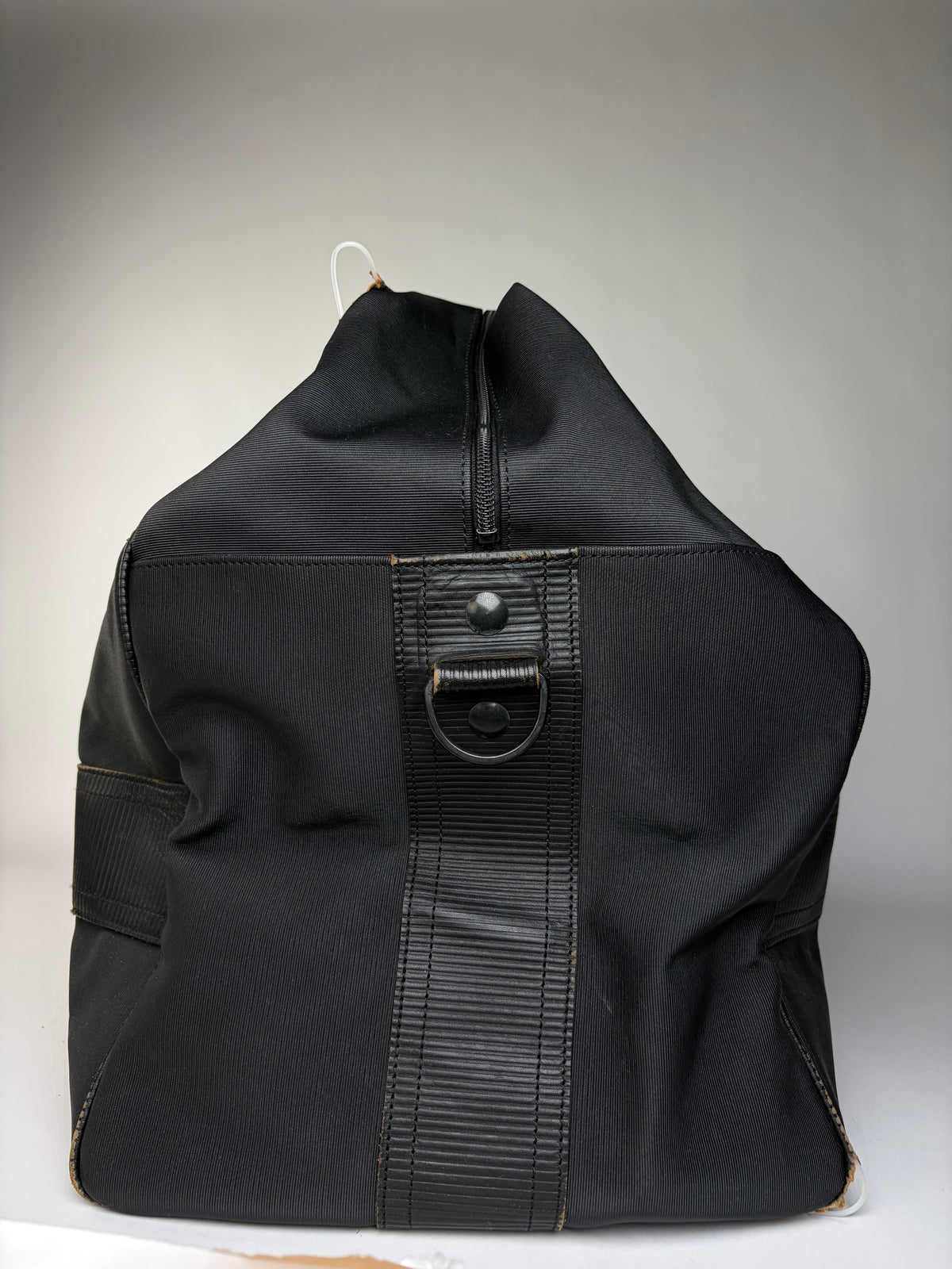 Vintage Versace Nylon Leather Trim Weekend Duffle Bag Black