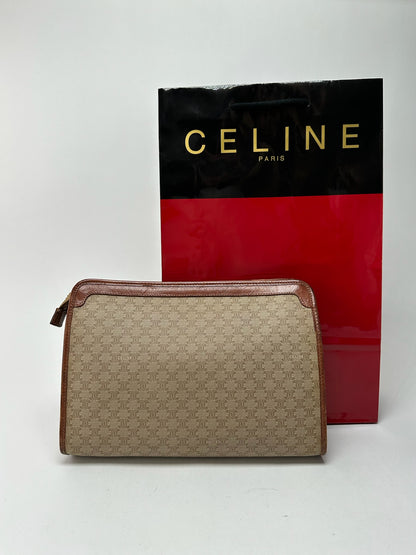 Pochette vintage en cuir beige Céline Paris