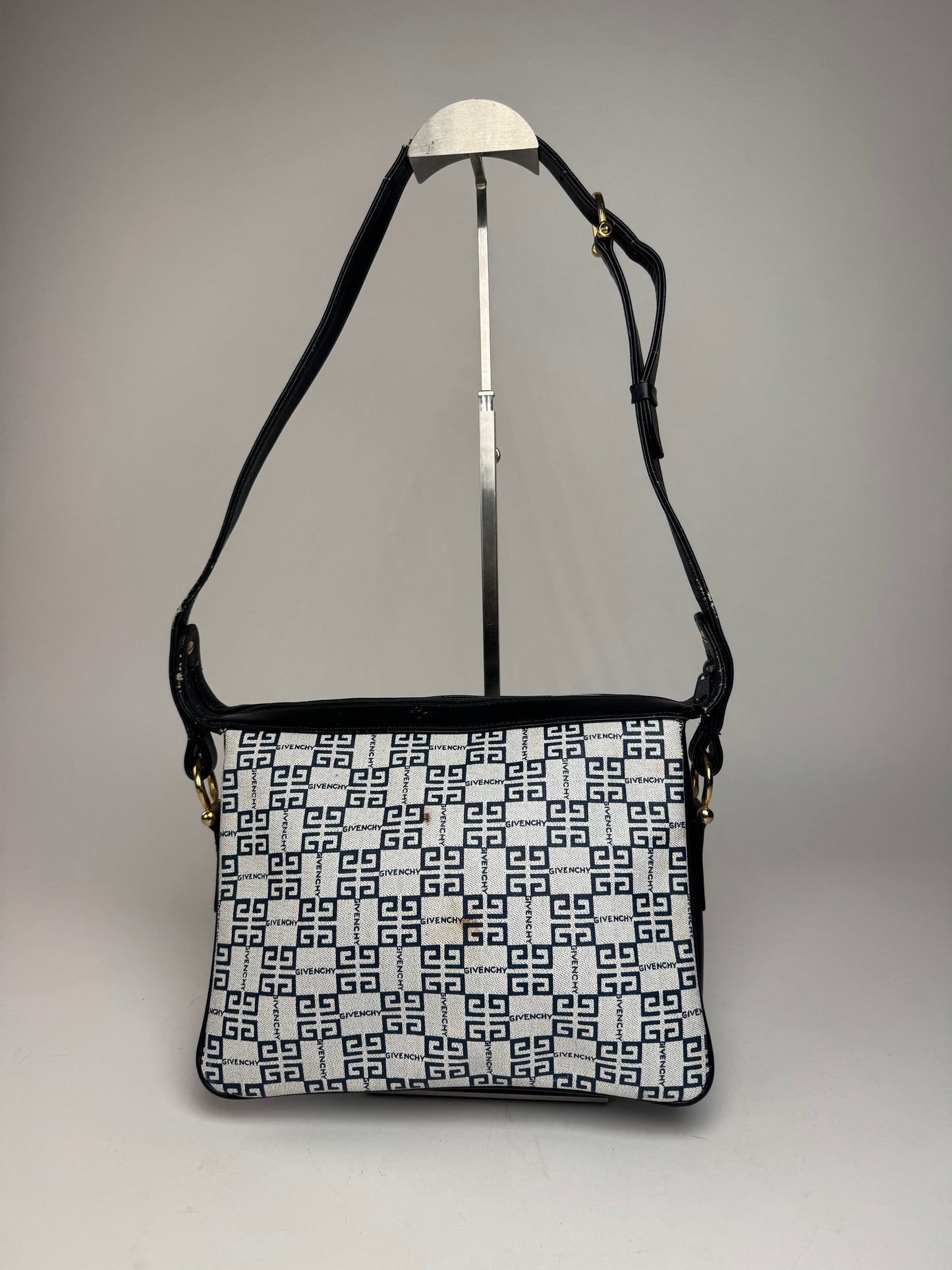 Vintage Givenchy 4G Leather Monogram Bag Navy White