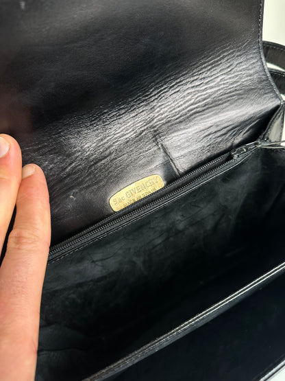 Givenchy Vintage Leather Shoulder Bag Black Gold
