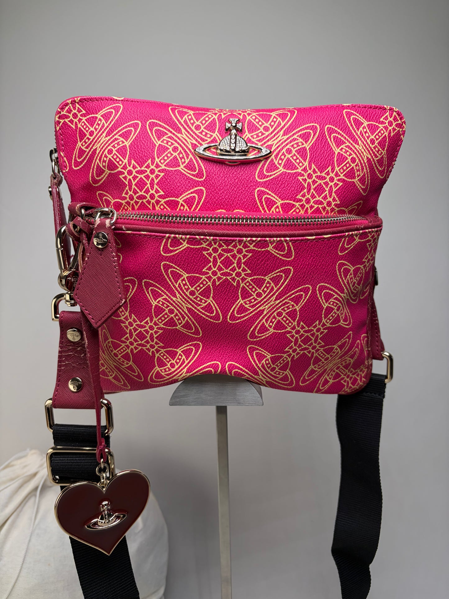 Vintage Vivienne Westwood Orb Geometric Crossbody Bag Pink Yellow
