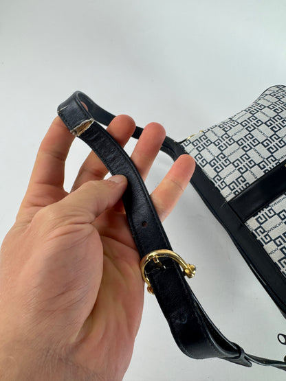 Vintage Givenchy 4G Leather Monogram Bag Navy White
