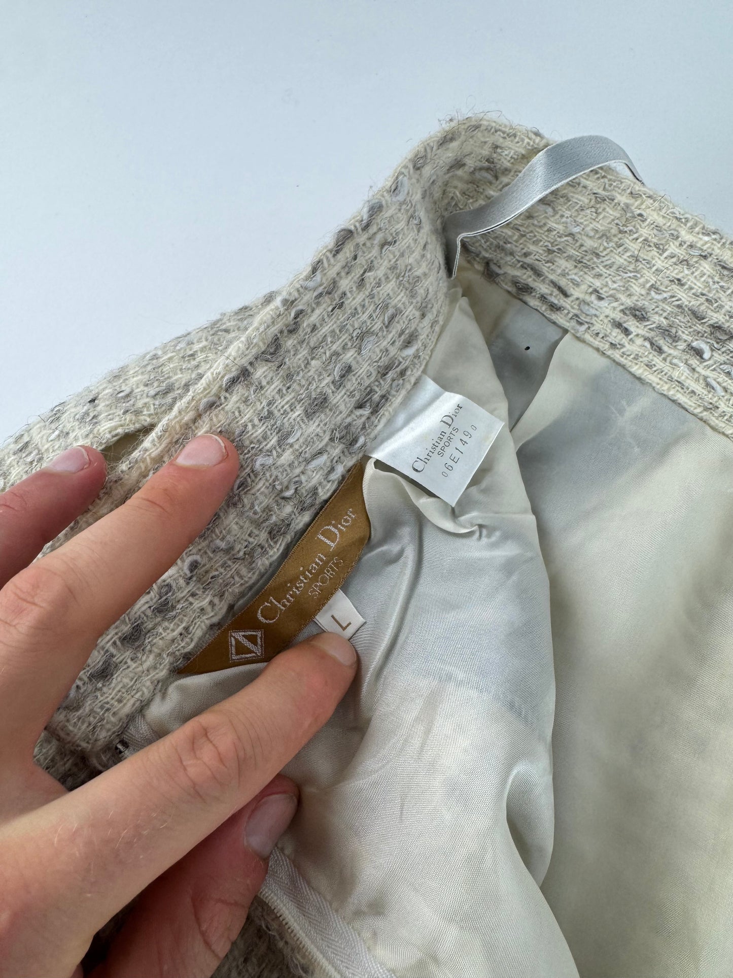Vintage Dior Wool Skirt Shite Grey M