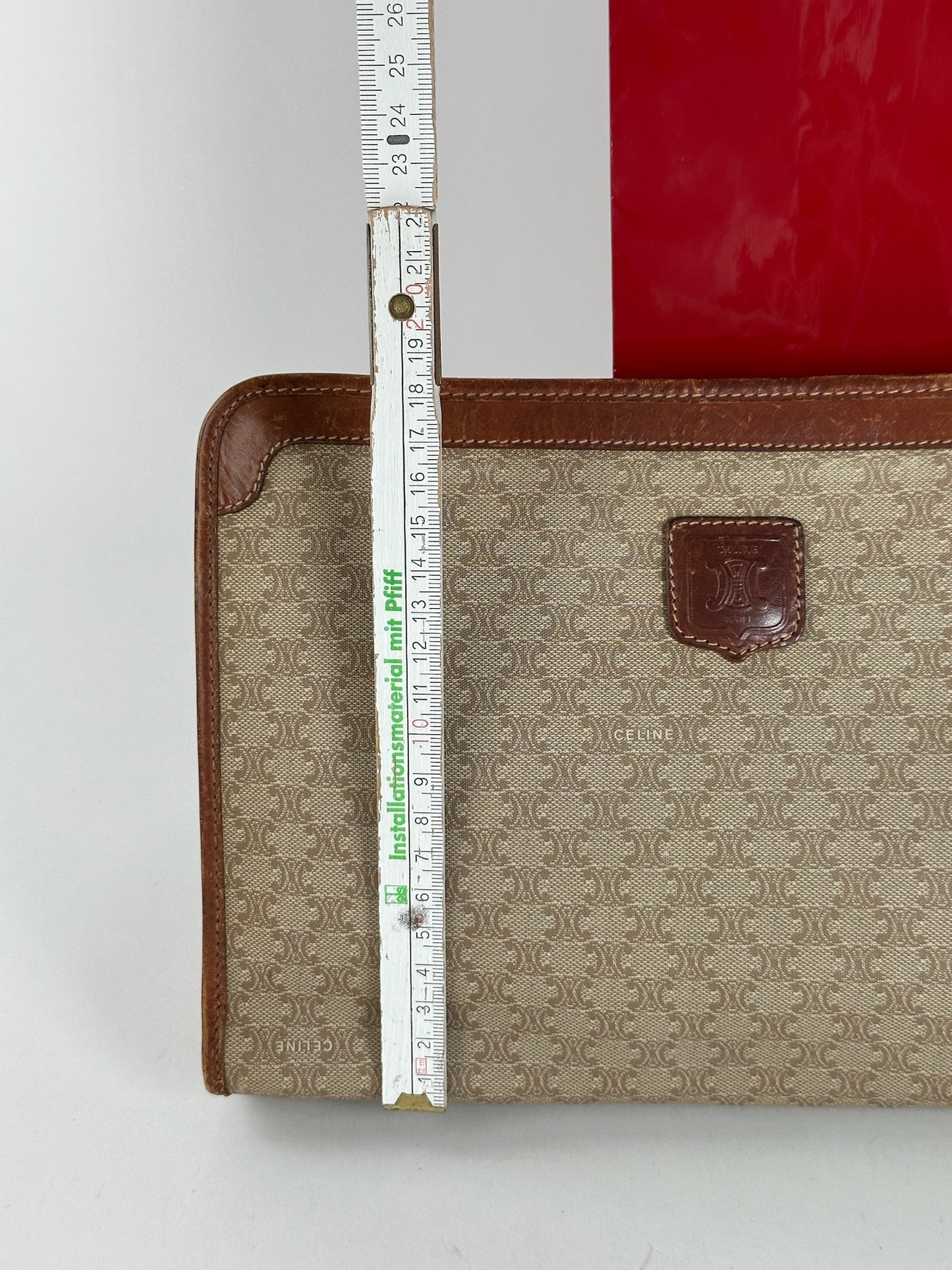 Pochette vintage en cuir beige Céline Paris