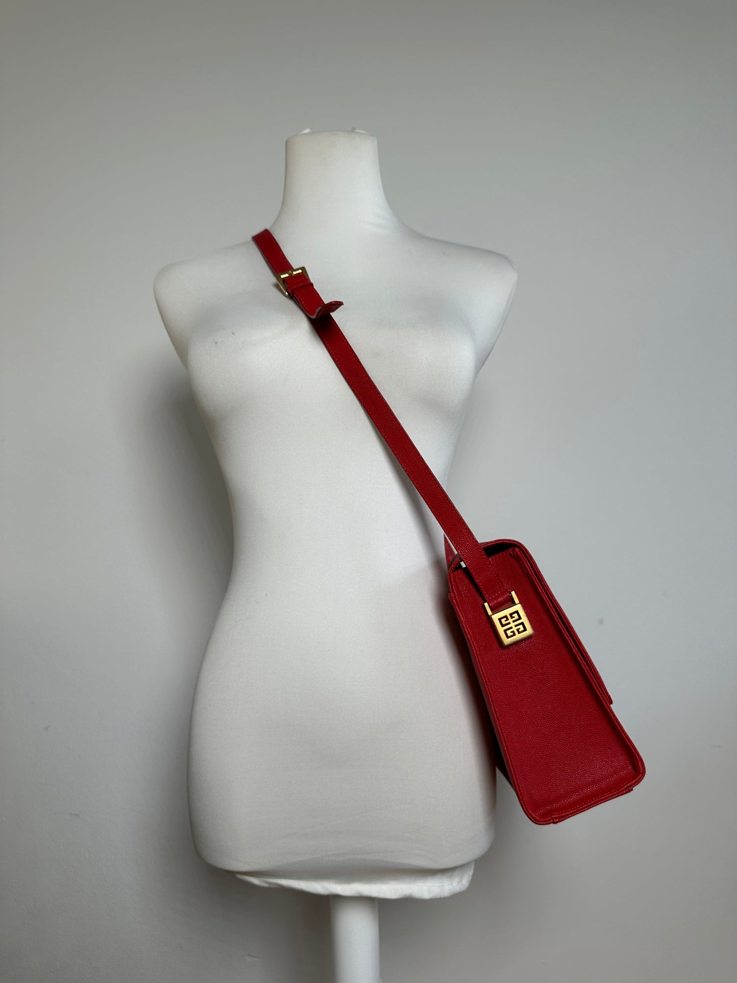 Vintage Givenchy Leather Canvas Multiway Bag Red