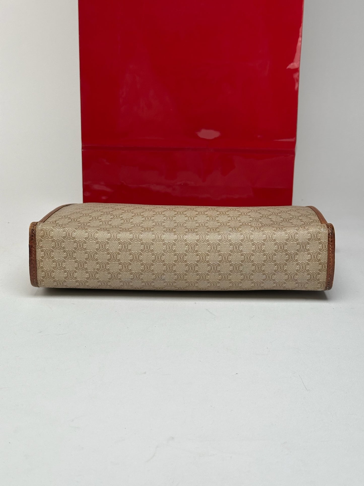 Pochette vintage en cuir beige Céline Paris