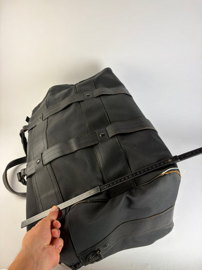 Vintage Versace Nylon Leather Trim Weekend Duffle Bag Black