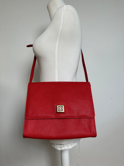 Vintage Givenchy Leather Canvas Multiway Bag Red