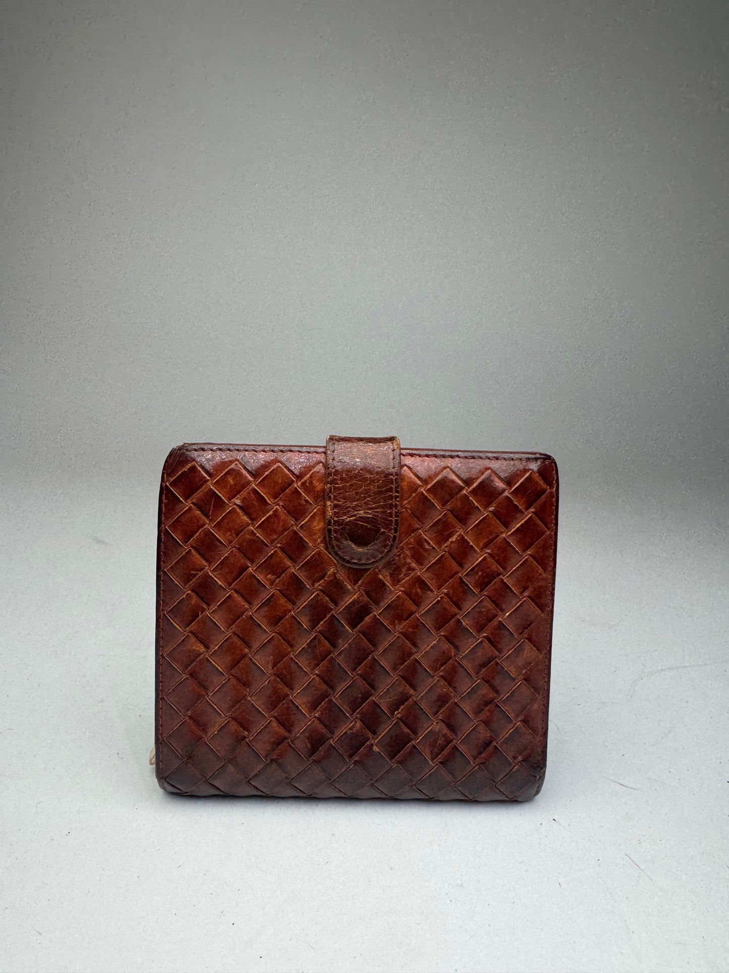 Vintage Bottega Veneta Intrecciato Leather Wallet Brown
