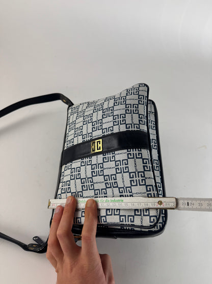 Vintage Givenchy 4G Leather Monogram Bag Navy White