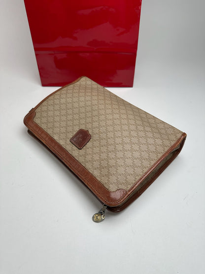 Pochette vintage en cuir beige Céline Paris