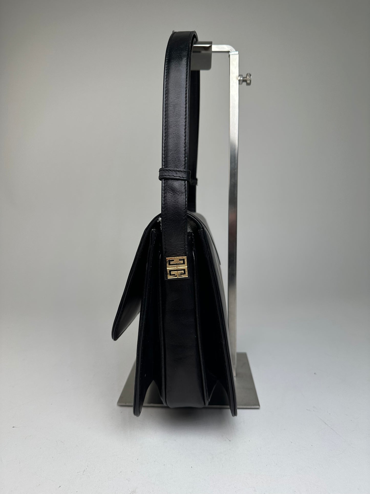 Givenchy Vintage Leather Shoulder Bag Black Gold