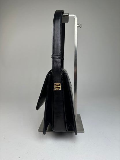 Givenchy Vintage Leather Shoulder Bag Black Gold