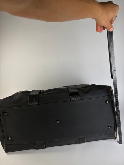 Vintage Versace Nylon Leather Trim Weekend Duffle Bag Black