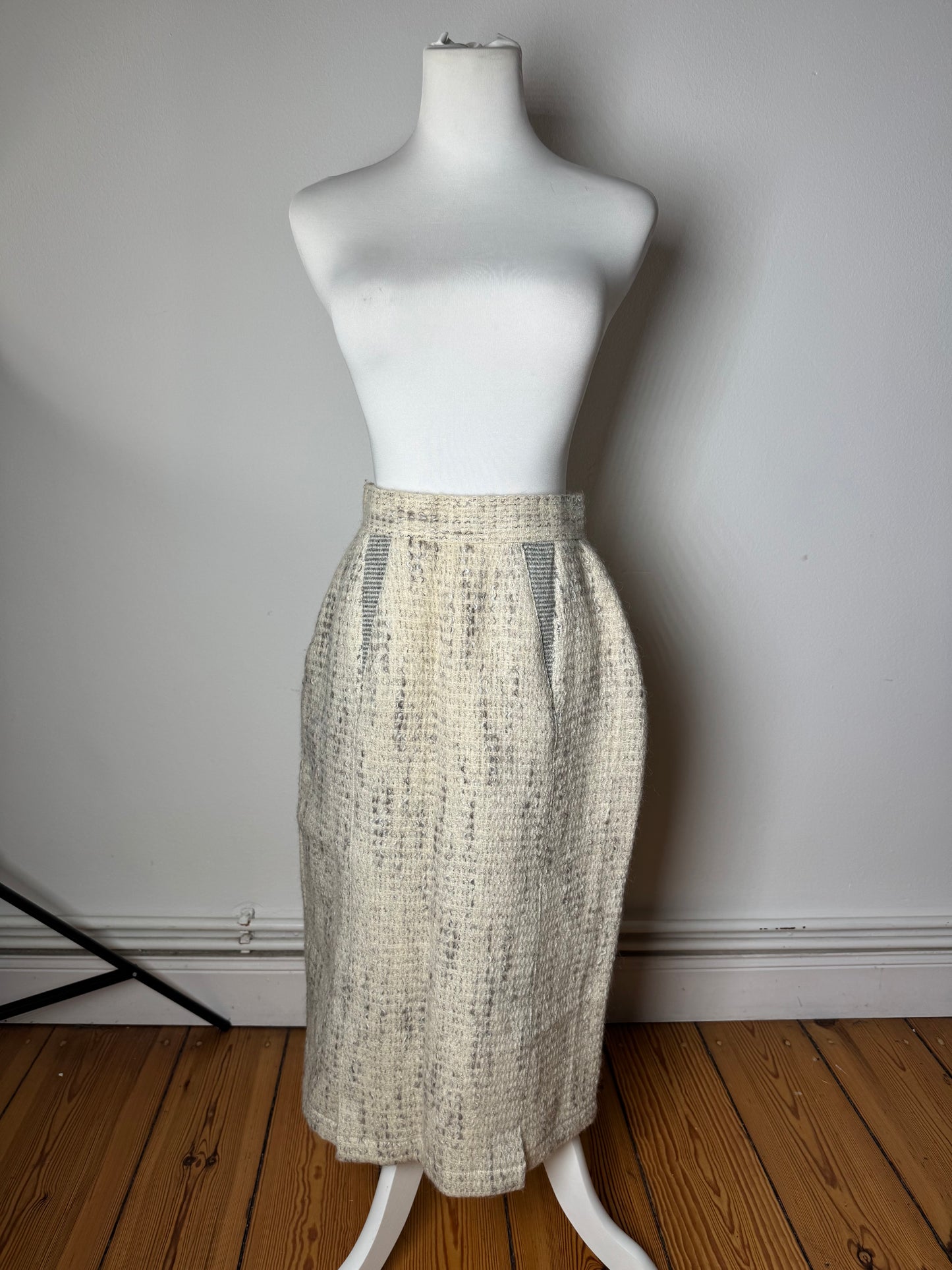 Vintage Dior Wool Skirt Shite Grey M