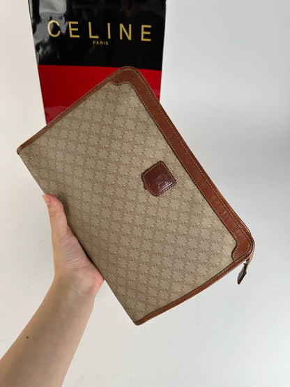 Pochette vintage en cuir beige Céline Paris