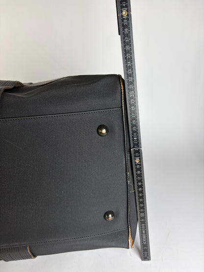 Vintage Versace Nylon Leather Trim Weekend Duffle Bag Black