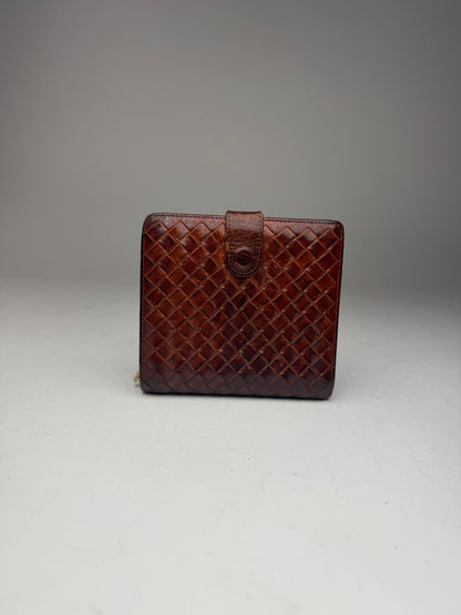 Vintage Bottega Veneta Intrecciato Leather Wallet Brown