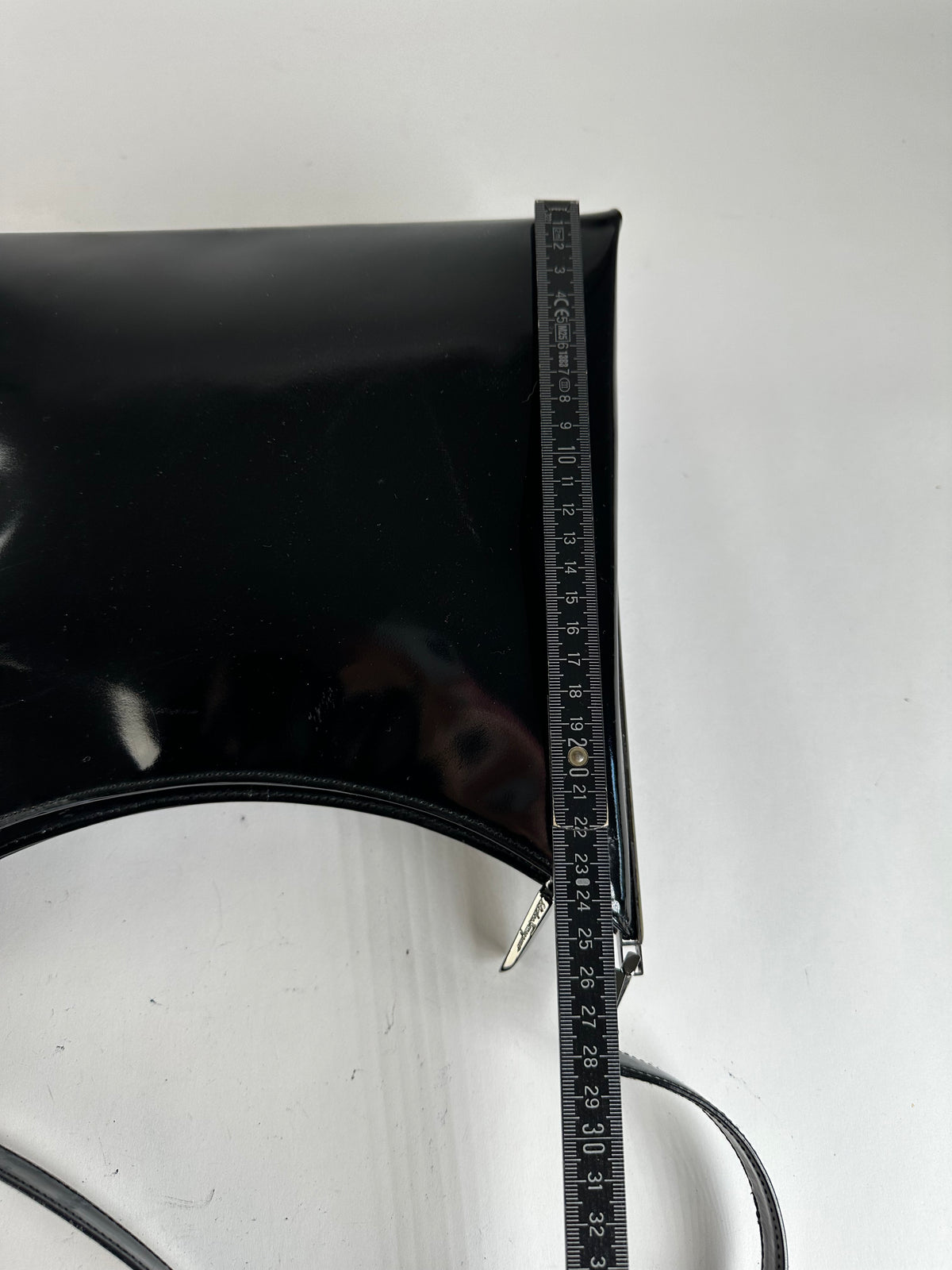 Vintage Ferragamo Patent Leather Structured Shoulder Bag Black Silver