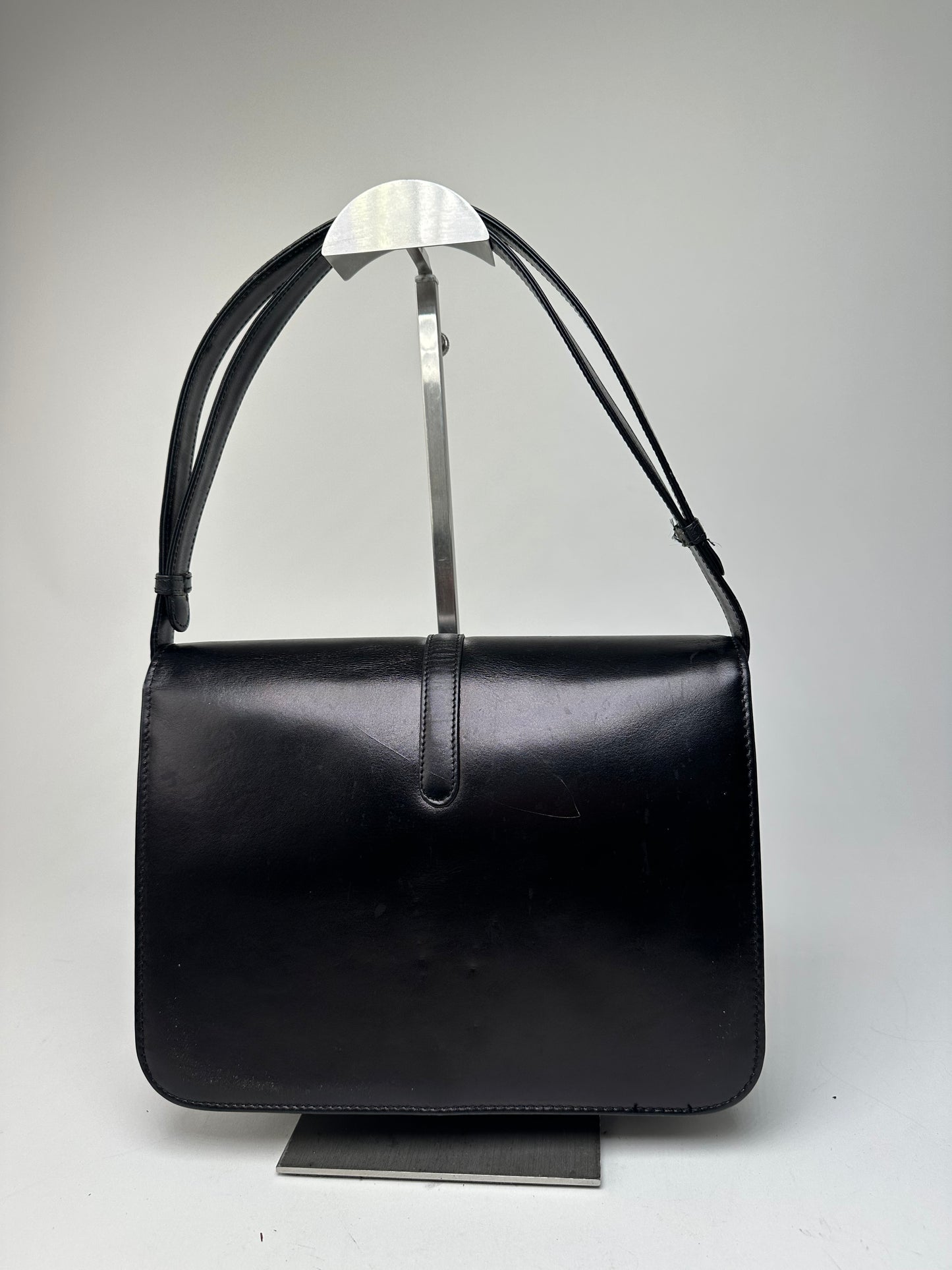 Givenchy Vintage Leather Shoulder Bag Black Gold