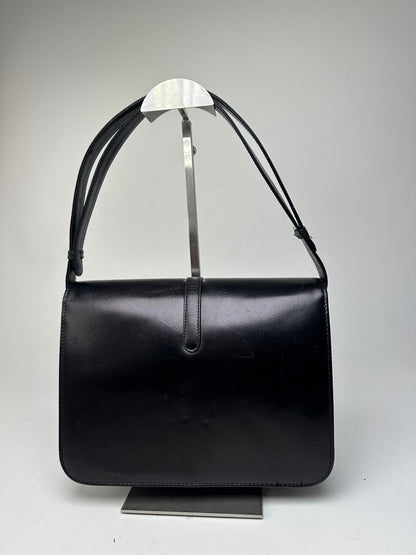 Givenchy Vintage Leather Shoulder Bag Black Gold