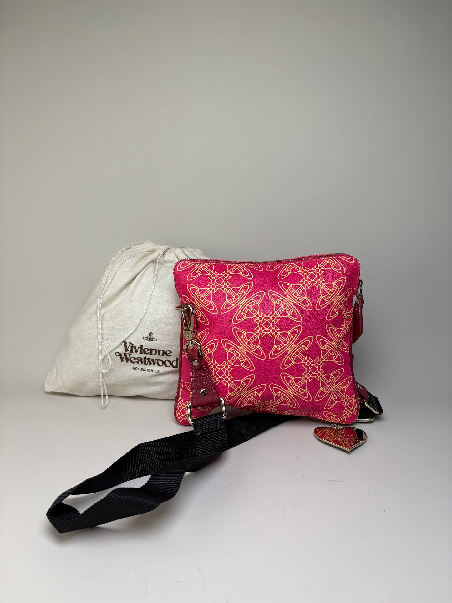 Vintage Vivienne Westwood Orb Geometric Crossbody Bag Pink Yellow