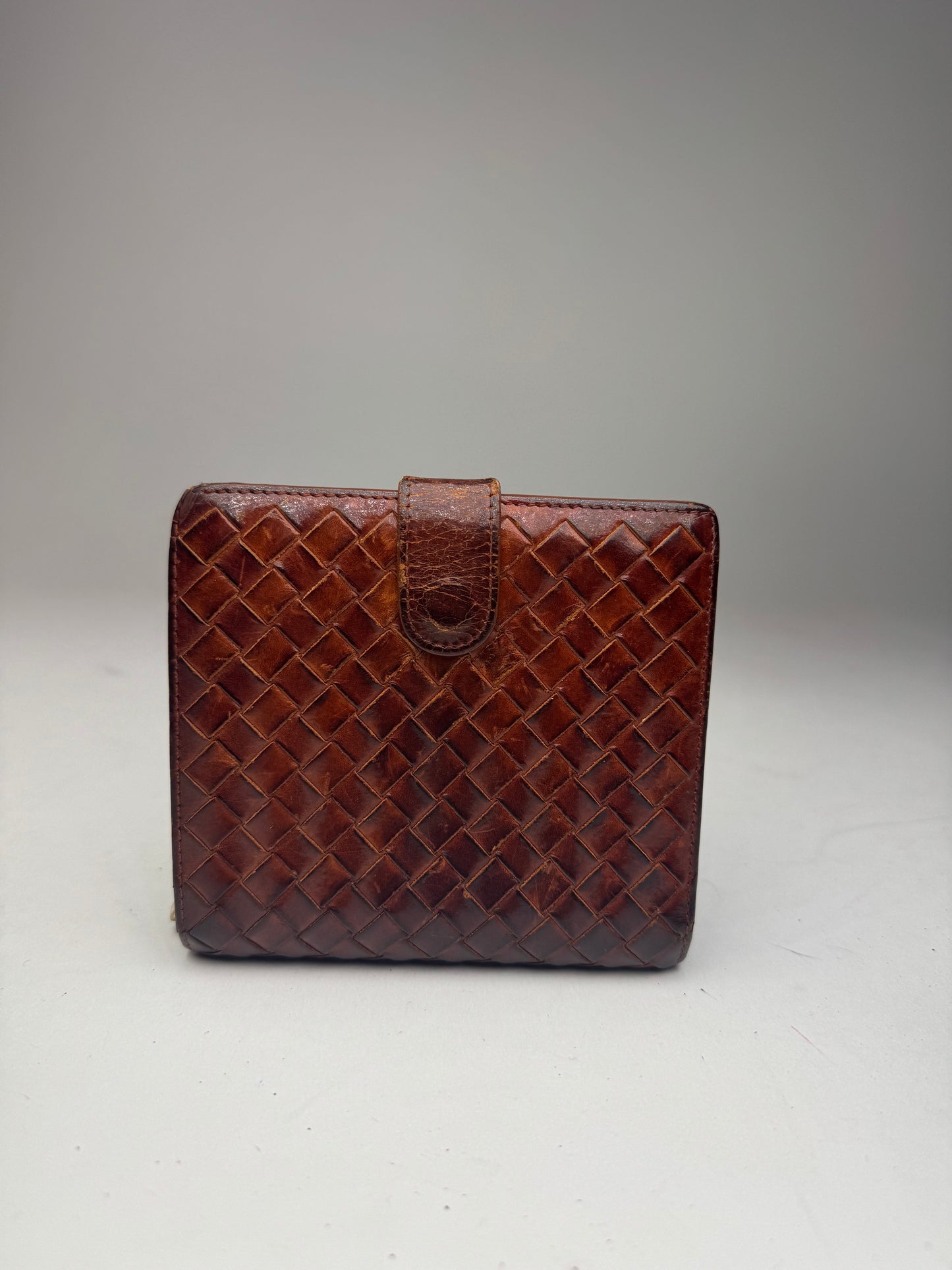 Vintage Bottega Veneta Intrecciato Leather Wallet Brown