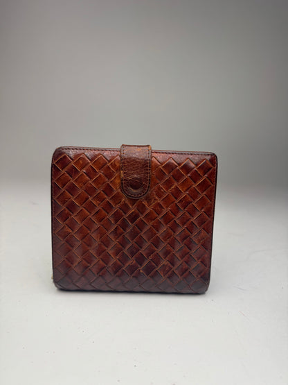 Vintage Bottega Veneta Intrecciato Leather Wallet Brown