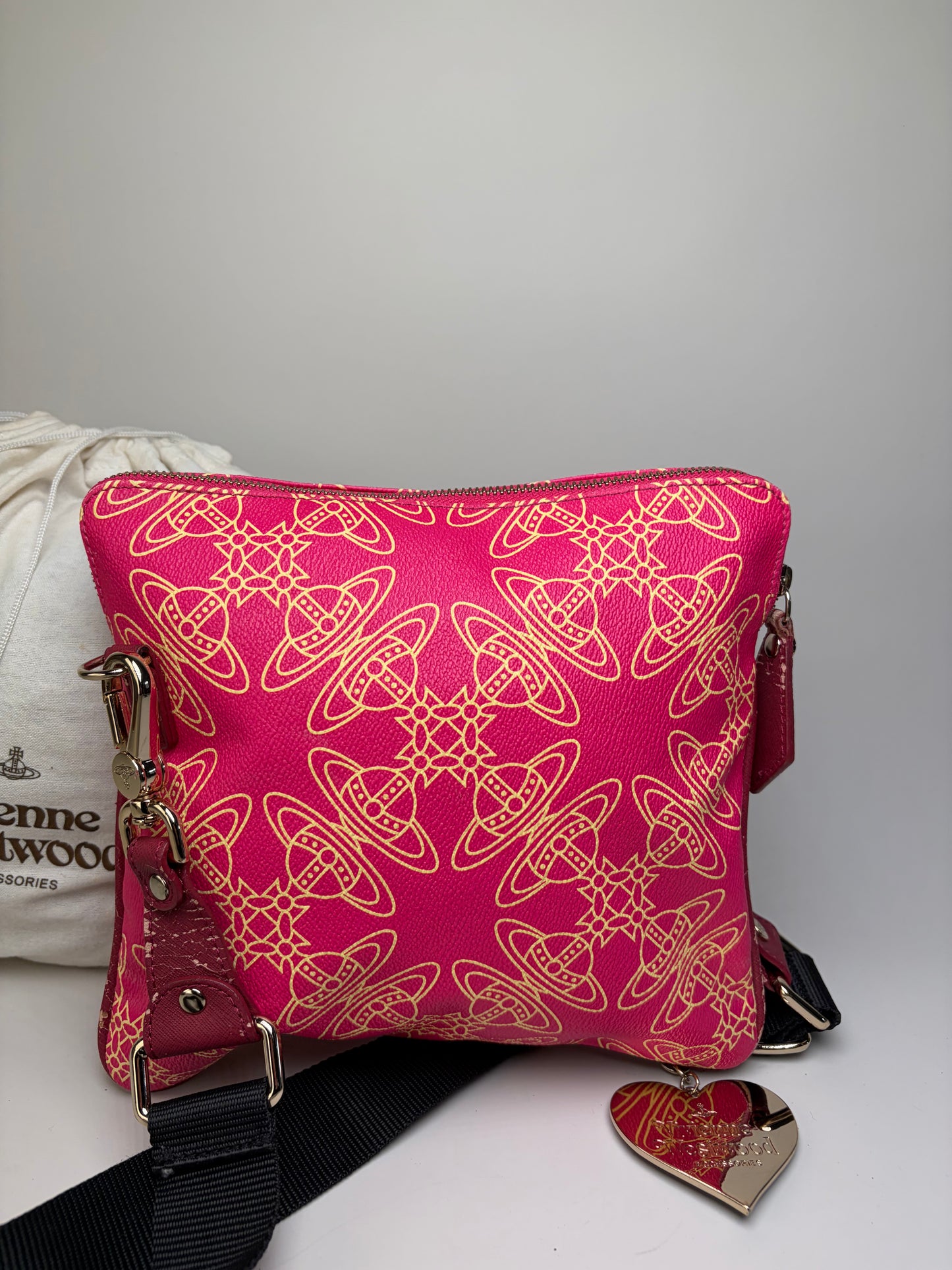 Vintage Vivienne Westwood Orb Geometric Crossbody Bag Pink Yellow