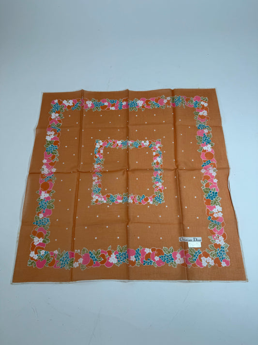 Vintage Dior Floral Scarf Brown Multicolor