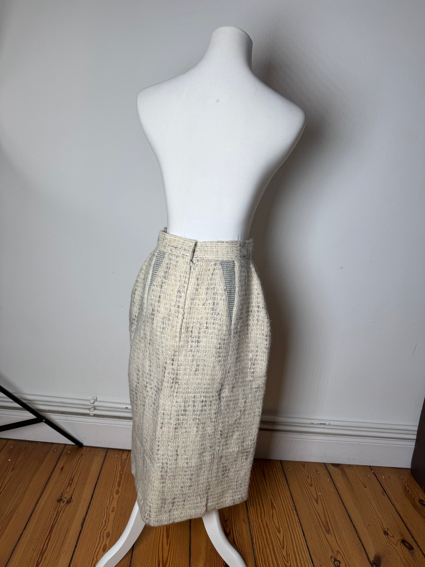 Vintage Dior Wool Skirt Shite Grey M