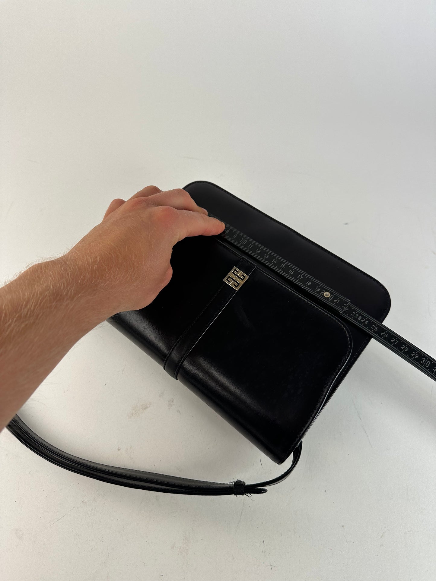 Givenchy Vintage Leather Shoulder Bag Black Gold