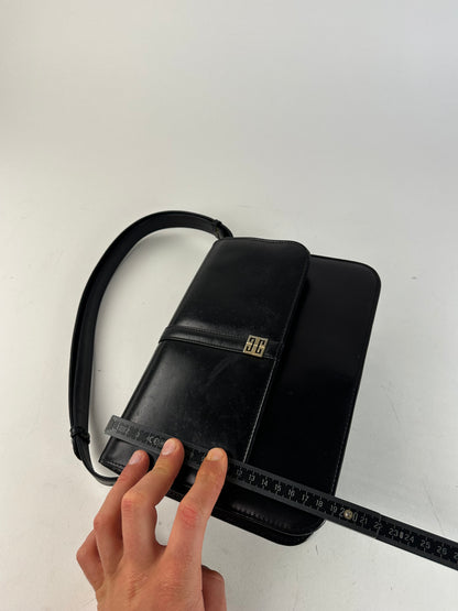Givenchy Vintage Leather Shoulder Bag Black Gold