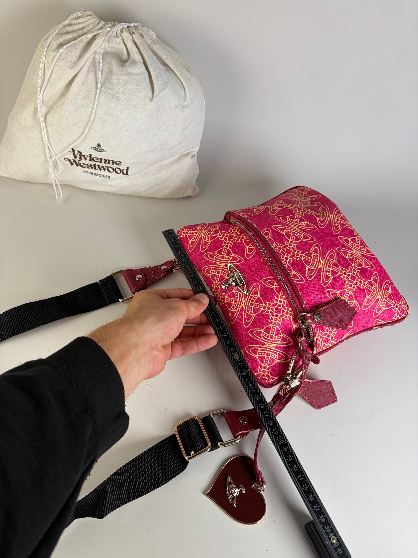 Vintage Vivienne Westwood Orb Geometric Crossbody Bag Pink Yellow